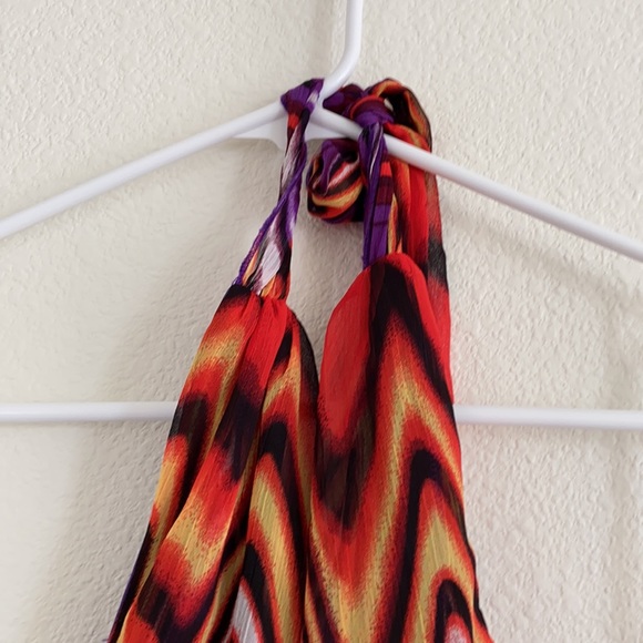 Bisou Bisou Neck Tie Multi Color Long Dress - Picture 4 of 8